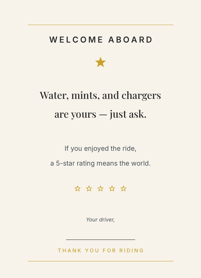 The Concierge rideshare sign concept
